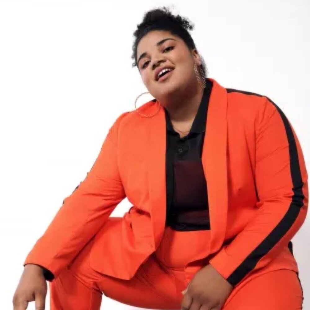 WILDFANG EMPOWER COLORBLOCK TUX BLAZER - Orange/Black in S